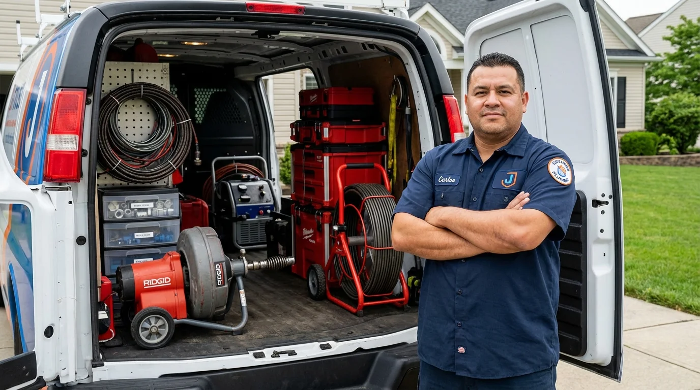 Professional drain cleaning equipment and Johns Plumbing LLC plumber in Chilton
